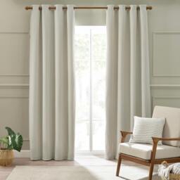 Rackhams Stab Stitch Lined Eyelet Curtains Natural - 46 x 72 Inch - Natural