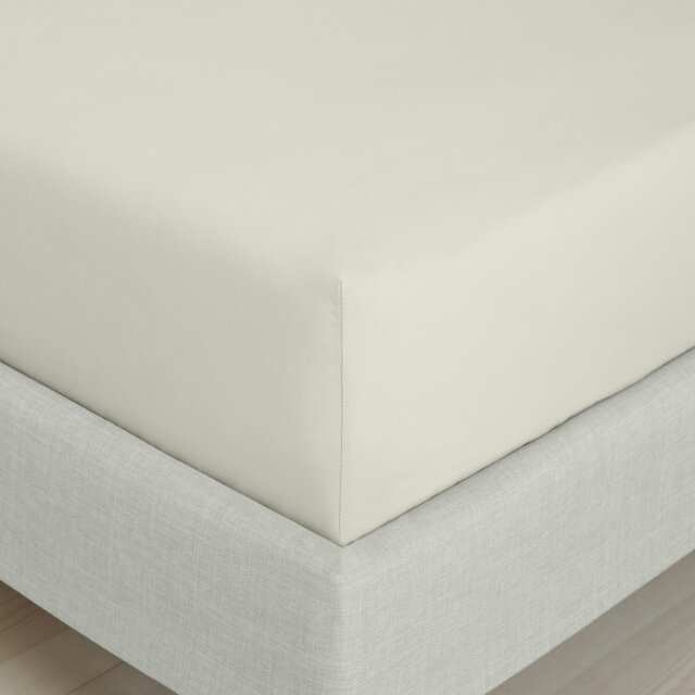 Rackhams 200 Thread Count Cotton Percale Extra Deep Fitted Sheet - Natural - Double - image 1