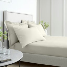Rackhams 200 Thread Count Cotton Percale Extra Deep Fitted Sheet - Natural - Double - thumbnail 3