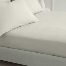 Rackhams 200 Thread Count Cotton Percale Extra Deep Fitted Sheet - Natural - Double - thumbnail 2