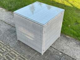 Rackhams 6 Seater Rattan Garden Furniture Set with Corner Sofa, Coffee Table & Side Table - Light Grey - thumbnail 6