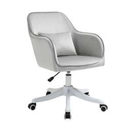 Rackhams Velvet Office Chair, Desk Chair, Makeup Vanity Chair with Massage Lumbar Pillow and Rolling Wheels for Bedroom and Home, Grey - thumbnail 1