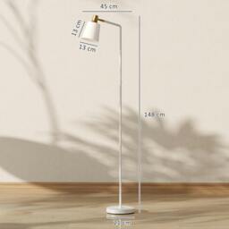 Rackhams Standing Lamp with Rotatable Head, Modern Floor Lamp, White - thumbnail 3