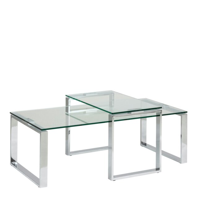 Rackhams Katrine Coffee Table Set with Glass Top - 1 - Silver - Silver - image 1