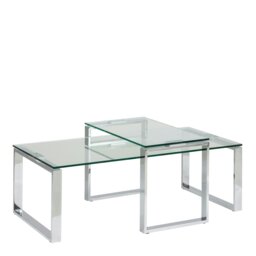 Rackhams Katrine Coffee Table Set with Glass Top - 1 - Silver - Silver - thumbnail 1
