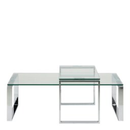Rackhams Katrine Coffee Table Set with Glass Top - 1 - Silver - Silver - thumbnail 2