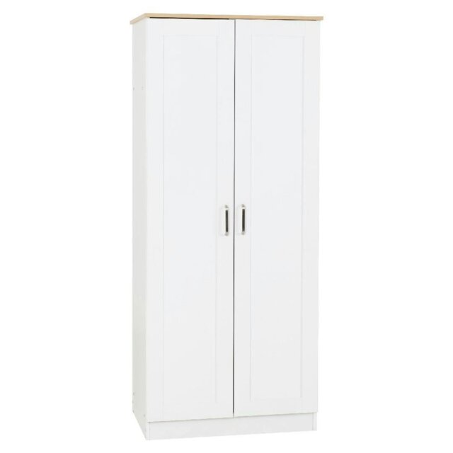 Rackhams Portland 2 Door Double Wardrobe - White and Oak - image 1