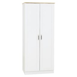 Rackhams Portland 2 Door Double Wardrobe - White and Oak