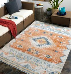 Rackhams Huntington Beach-Vintage Orange Blue Beige In- & Outdoor Rug - 80 x 220 cm - thumbnail 2