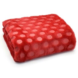 Rackhams Cosmo Circles Faux Fur Throw - 127cm x 152cm - Red