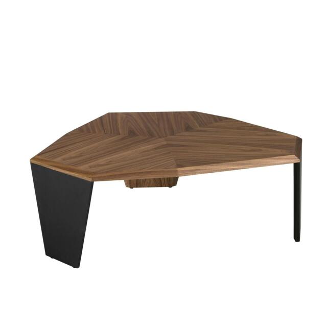 Rackhams Asymmetrical Walnut and Black Pvc Coffee Table 2136 - image 1