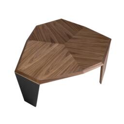 Rackhams Asymmetrical Walnut and Black Pvc Coffee Table 2136 - thumbnail 6