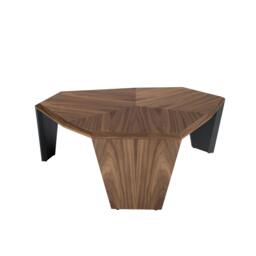 Rackhams Asymmetrical Walnut and Black Pvc Coffee Table 2136 - thumbnail 2
