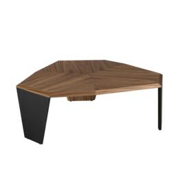 Rackhams Asymmetrical Walnut and Black Pvc Coffee Table 2136
