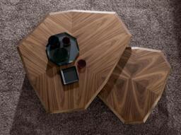 Rackhams Asymmetrical Walnut and Black Pvc Coffee Table 2136 - thumbnail 5