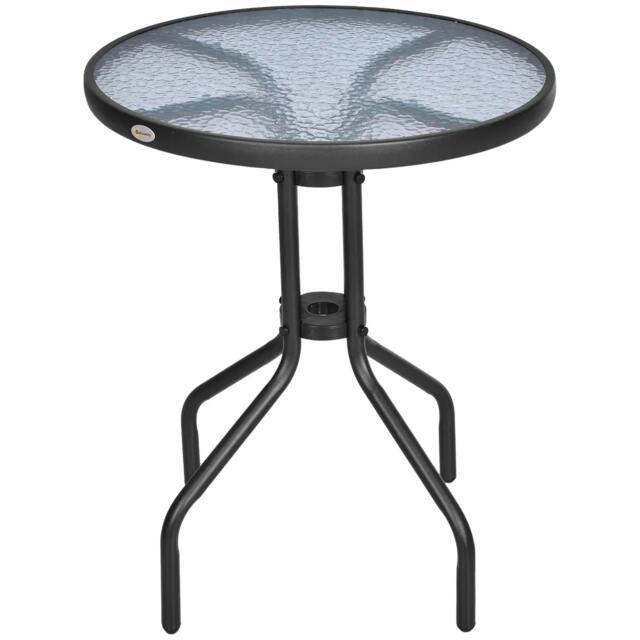 Rackhams Bistro Coffee Table Outdoor Tempered Glass Top Table Garden Round Dining Table - 60cm Diameter - image 1