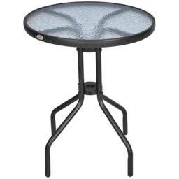 Rackhams Bistro Coffee Table Outdoor Tempered Glass Top Table Garden Round Dining Table - 60cm Diameter - thumbnail 1