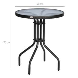 Rackhams Bistro Coffee Table Outdoor Tempered Glass Top Table Garden Round Dining Table - 60cm Diameter - thumbnail 3