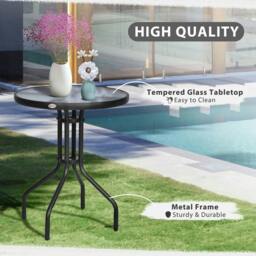 Rackhams Bistro Coffee Table Outdoor Tempered Glass Top Table Garden Round Dining Table - 60cm Diameter - thumbnail 4
