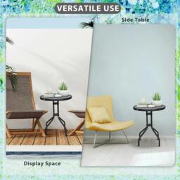 Rackhams Bistro Coffee Table Outdoor Tempered Glass Top Table Garden Round Dining Table - 60cm Diameter - thumbnail 5