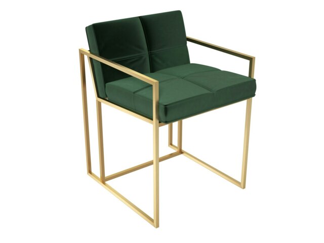 Rackhams Federico Dining Chairs - Brass Brushed - Green Deep Velvet - image 1
