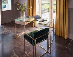 Rackhams Federico Dining Chairs - Brass Brushed - Green Deep Velvet - thumbnail 5