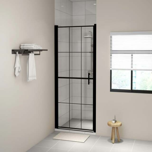 Rackhams Shower Door Tempered Glass 81x195 cm Black