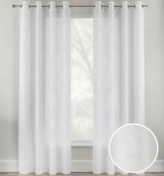 "Rackhams Linen Look Sheer Voile Panel Pair with Eyelet Header - Ideal for Living Rooms & Bedrooms - Charcoal - 55"" (140cm) Width x 90"" (229cm) Drop" - thumbnail 2