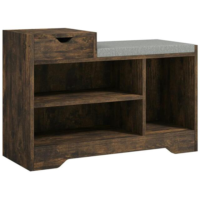 Rackhams Multi-Compartment Shoe Bench, with Seat - Rustic Brown - image 1