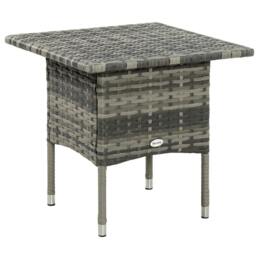 Rackhams Rattan Side Table, Outdoor Coffee Table with Plastic Board Under the Full Woven Table Top for Patio, Garden, Balcony, Mixed Grey - thumbnail 1