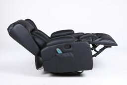 Rackhams Copenhagan Leather Manual Recliner Armchair with Heat Massager in Black - Black - thumbnail 5