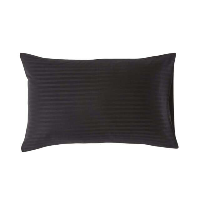 Rackhams Silky 330 TC Egyptian Cotton Satin Stripe Housewife Pillowcase, Standard Size - Black - image 1