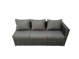Rackhams 8 Seater Garden Outdoor Rattan Furniture Set Patio Corner Sofa Rectangular Coffee Table with Side Table 2 Big Stool Dark Grey - thumbnail 3