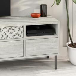 "Rackhams Heaton Modern Multimedia Unit with Storage TV Cabinet 60"" 145cm - Mocha Grey" - thumbnail 6