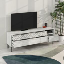 "Rackhams Heaton Modern Multimedia Unit with Storage TV Cabinet 60"" 145cm - Mocha Grey" - thumbnail 5