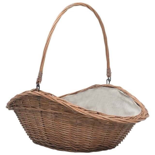 Rackhams Firewood Basket with Handle 60x44x55 cm Natural Willow