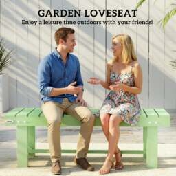 Rackhams 1.1M Outdoor Garden Bench Patio Loveseat Fir Wood 2 Person - Light Green - Fir Wood - 110 x 38 x 35 cm - thumbnail 4