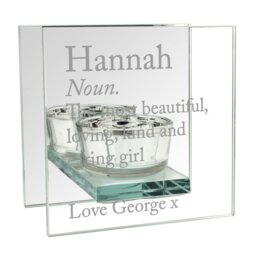 Rackhams Personalised Definition Mirrored Glass Tea Light Candle Holder - thumbnail 2
