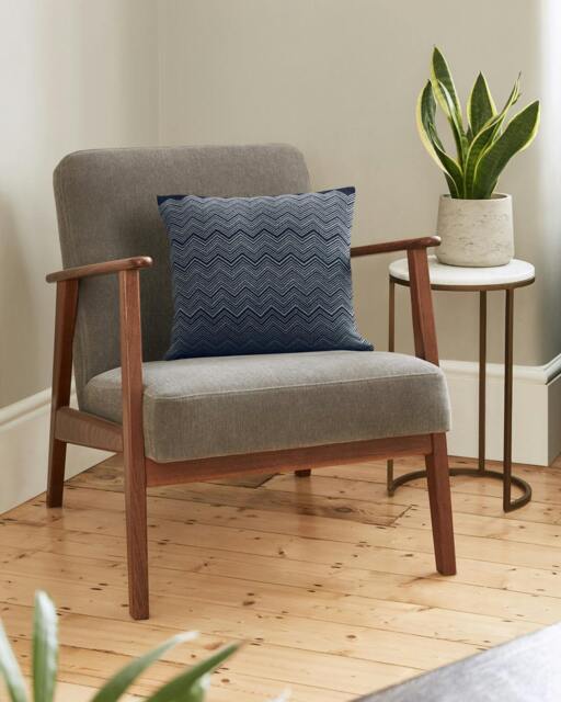 Rackhams ZigZag Dark Navy and Space Grey Cushion - image 1
