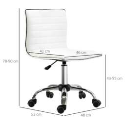 Rackhams Adjustable Swivel Office Chair with Armless Mid-Back in PU Leather and Chrome Base - White - thumbnail 3