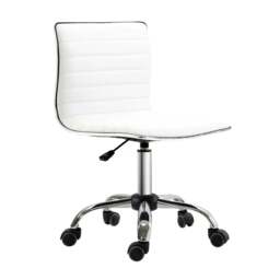 Rackhams Adjustable Swivel Office Chair with Armless Mid-Back in PU Leather and Chrome Base - White - thumbnail 1