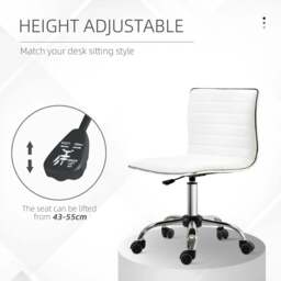 Rackhams Adjustable Swivel Office Chair with Armless Mid-Back in PU Leather and Chrome Base - White - thumbnail 4