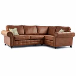 Rackhams Oakland 4 Seater Leather Corner Sofa Chesterfield Style - Tan - Left Hand Facing - thumbnail 6