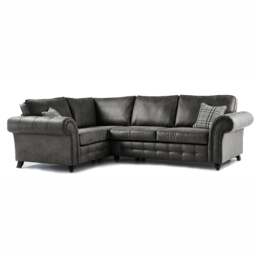 Rackhams Oakland 4 Seater Leather Corner Sofa Chesterfield Style - Tan - Left Hand Facing - thumbnail 3