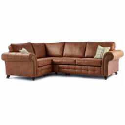 Rackhams Oakland 4 Seater Leather Corner Sofa Chesterfield Style - Tan - Left Hand Facing - thumbnail 5