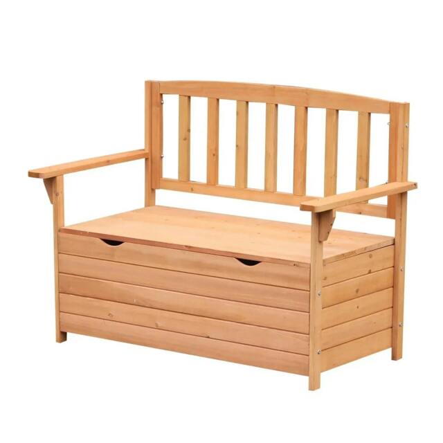 Rackhams Two-Seater Garden Storage Bench - Natural