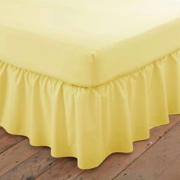 Rackhams Charlotte Thomas Poetry Plain Dye Polycotton Single Platform Valance Sheet Frilled - Aubergine - 90 x 190cm - Lemon - King - thumbnail 1