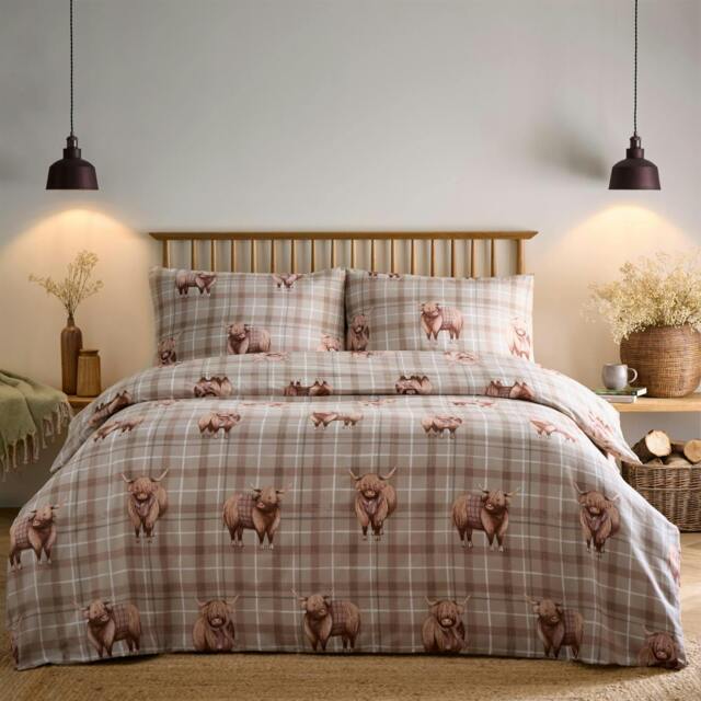 Rackhams Highland Cow Natural Duvet Cover Set - Double - image 1