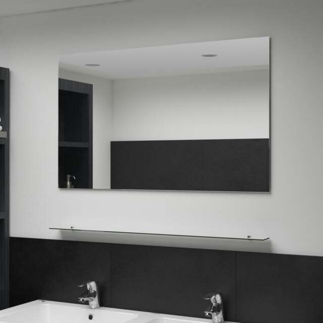 Rackhams Wall Mirror with Shelf 100x60 cm Tempered Glass