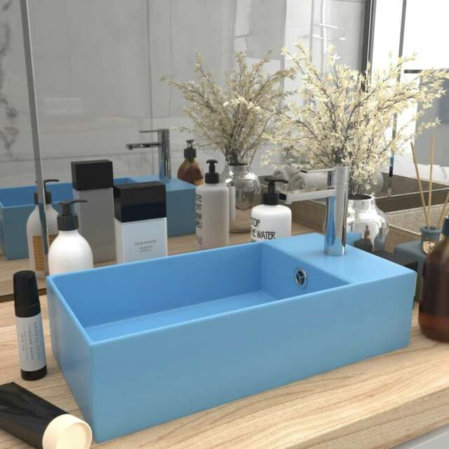 Rackhams Bathroom Sink with Overflow Ceramic Light Blue